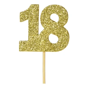 Nr.18 – kuldsed glitter kaunistustikud, 12 tk