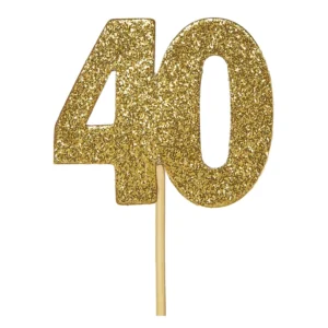 Nr.40 – kuldsed glitter kaunistustikud, 12 tk