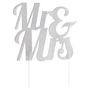 Mr & Mrs – hõbedane tordikaunistus