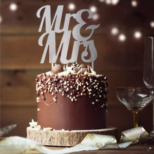 Mr & Mrs – hõbedane tordikaunistus