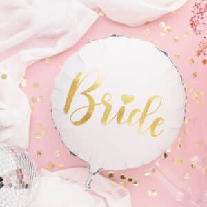 Bride – valge fooliumist õhupall, 45 cm
