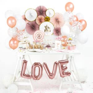 Love – roosakuldne fooliumist õhupall, 140×35 cm