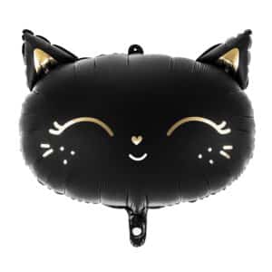 Must kass – fooliumist õhupall, 48×36 cm