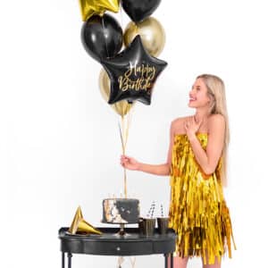 Happy Birthday must täht – fooliumist õhupall, 40 cm