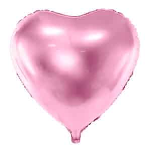 Heleroosa süda – fooliumist õhupall, 45 cm