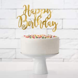 Happy Birthday – kuldne tordikaunistus, 22,5 cm