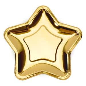 Kuldsed tähekujulised taldrikud 18 cm, 6 tk