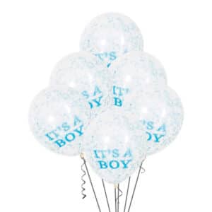 It’s a Boy – läbipaistvad õhupallid helesiniste litritega, 6 tk