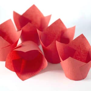 Punased Tulip muffinipaberid, 25 tk