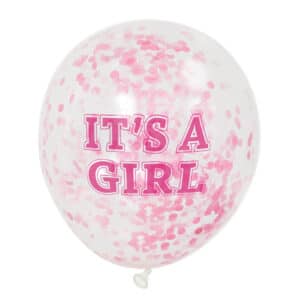 It’s a Girl – läbipaistvad õhupallid roosade litritega, 6 tk