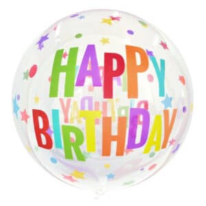 Happy Birthday – kristalselt läbipaistev õhupall, 50 cm
