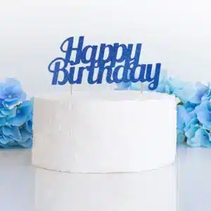 Happy Birthday – sinine glitter tordikaunistus