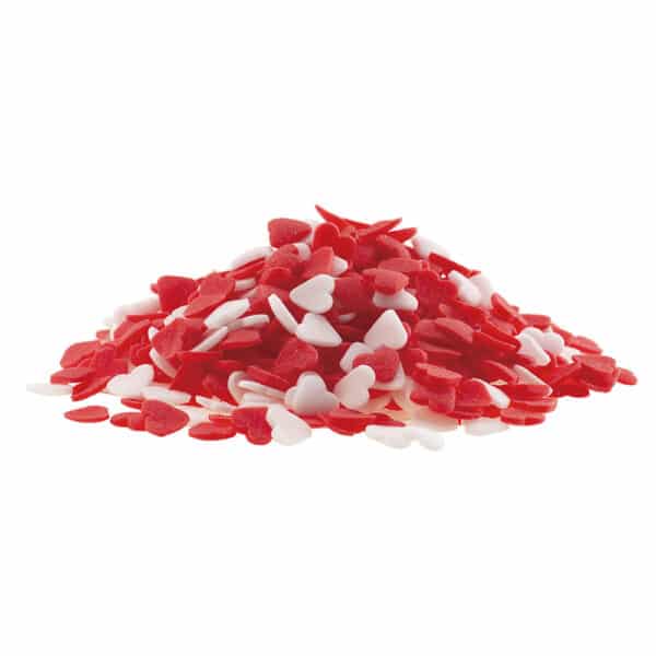 Punased ja valged suhkrusüdamed, 100g