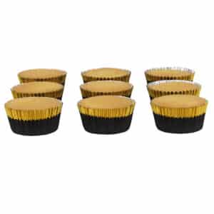 Mustad kuldse triibuga – fooliumist muffinipaberid, 30 tk