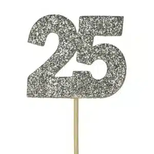 Nr.25 – hõbedased glitter kaunistustikud, 12 tk