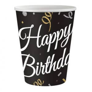 Happy Birthday mustad joogitopsid 250 ml, 6 tk