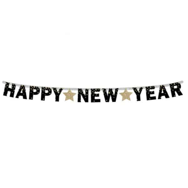 Happy New Year kuldsete tähtedega vanik