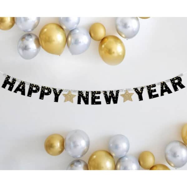 Happy New Year kuldsete tähtedega vanik